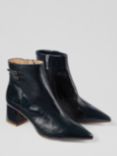 L.K.Bennett Missy Crinkles Patent Leather Ankle Boots, Navy