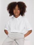 Reiss Kids' Pax Logo Cropped Polo Top, Ivory