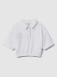 Reiss Kids' Pax Logo Cropped Polo Top, Ivory