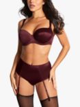 Panache Grace High Waist Suspender Briefs, Bordeaux Red