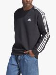 adidas Essentials Fleece 3-Stripes Sweatshirt, Black