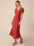 Ro&Zo Petite Blurred Floral Midi Dress, Red