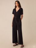 Ro&Zo Jersey Tie Belt Jumpsuit, Black