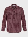 Gerard Darel Bernadette Check Silk Shirt, Bordeaux/Multi