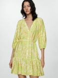 Mango Clavel Abstract Print Mini Dress, Bright Yellow