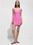 Mango Paulita Linen Blend Mini Dress, Pastel Pink