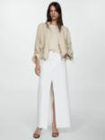 Mango Amaia Frayed Hem Denim Midi Skirt, White