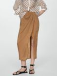 Mango Desert Wrap Slit Midi Skirt, Medium Brown