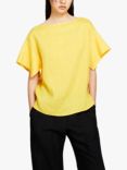 SISLEY Linen Boxy Fit T-Shirt, Yellow