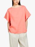 SISLEY Linen Boxy Fit T-Shirt, Coral