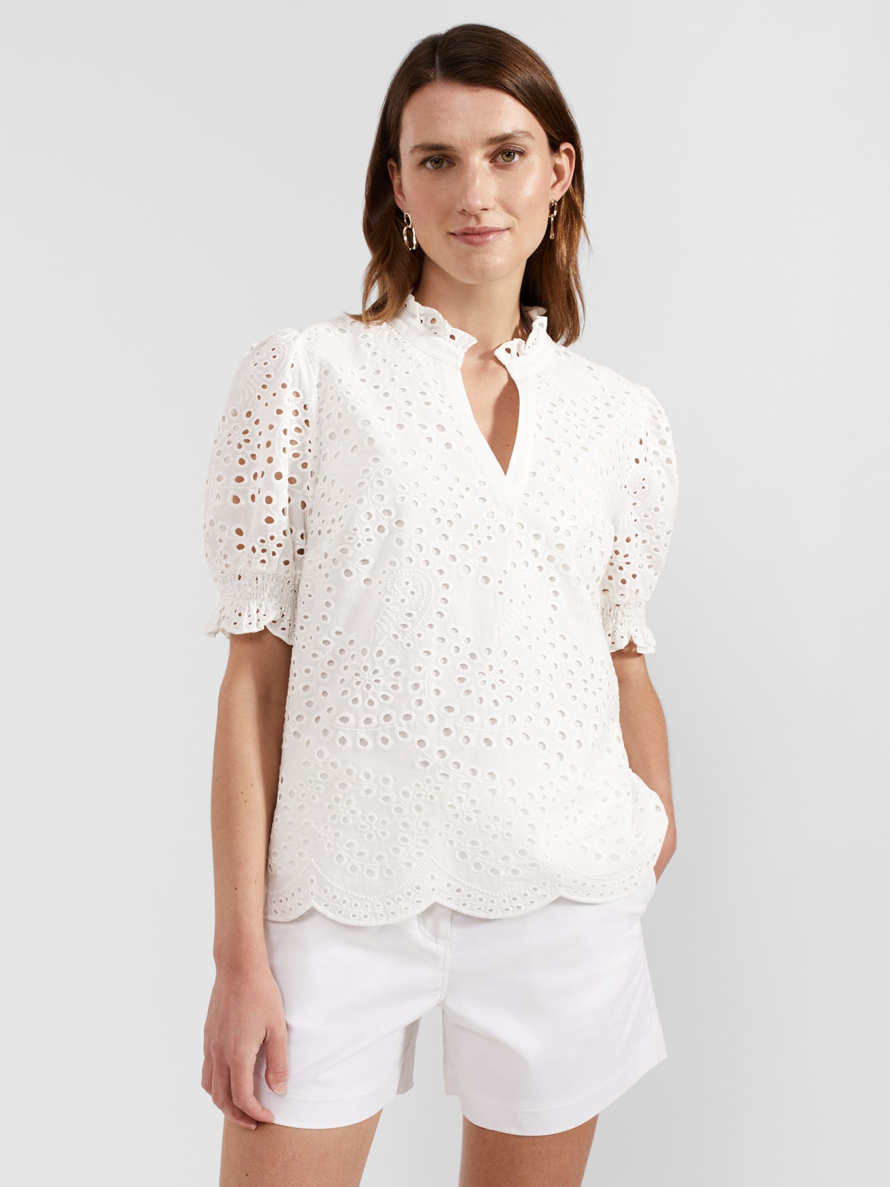 Hobbs Isabelle Broderie Top, White