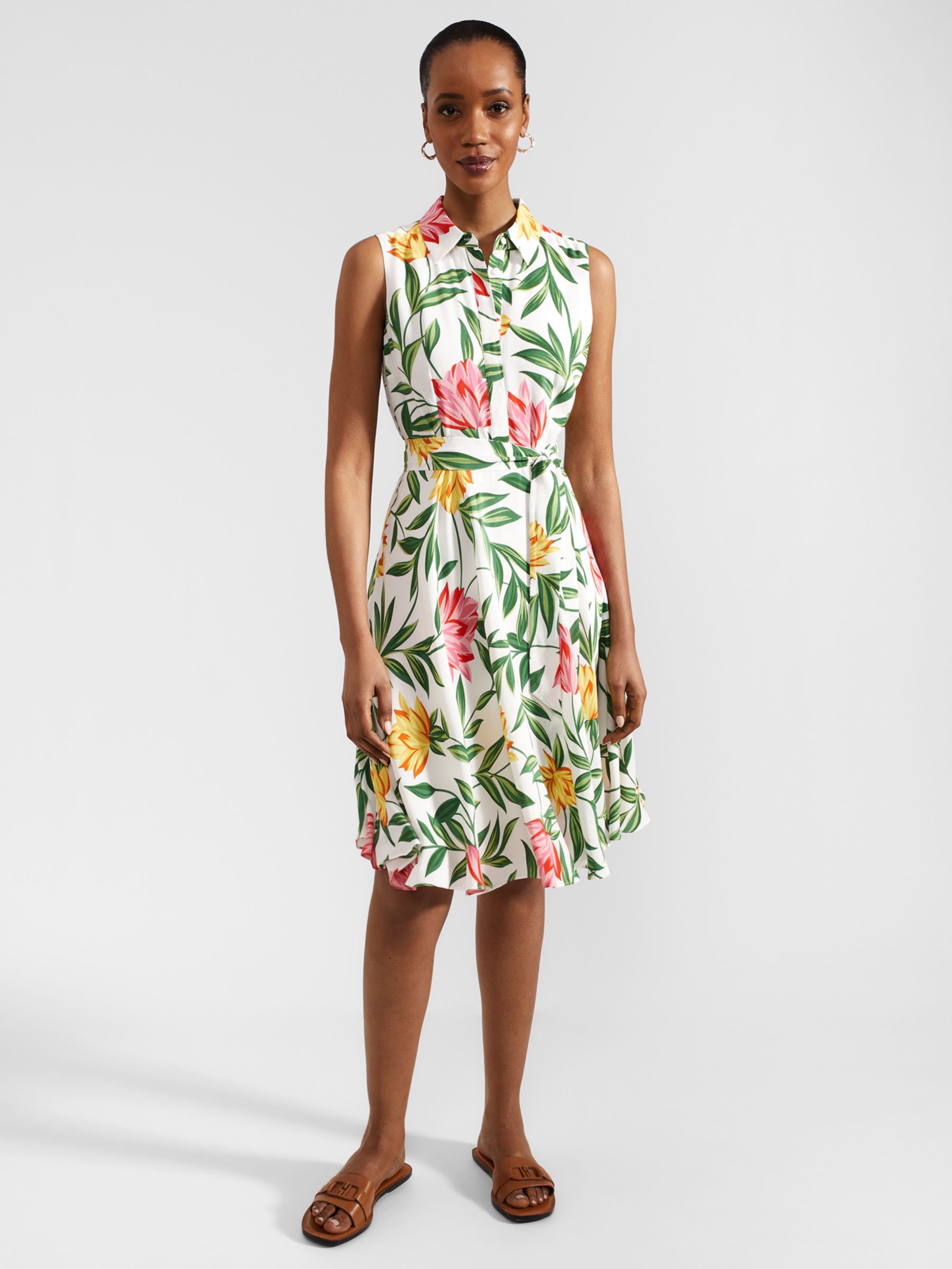 Hobbs Petite Belinda Floral Dress, Ivory/Multi