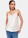 Whistles Satin Lace Trim Cami, Neutral