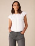 Ro&Zo Cotton Blend Puff Sleeve Top, White