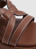 Reiss Naya Leather Platform Sandals, Tan