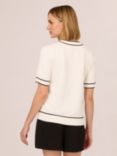 Adrianna Papell Tie Neck Short Sleeve Sweater, Ivory/Black
