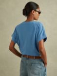 Reiss Lois Boxy Cotton T-Shirt, Blue