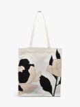 Radley Mono Rose Print Medium Cotton Open Top Tote Bag, Putty/Black