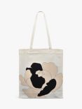 Radley Mono Rose Print Medium Cotton Open Top Tote Bag, Putty/Black