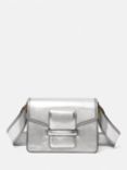 Jigsaw Ada Metallic Leather Crossbody Bag, Silver