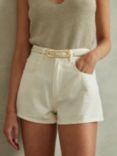 Reiss Chaya Skinny Leather Belt, Off White