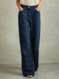 Reiss Petite Lyle WIde Leg Jeans, Dark Blue