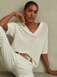 Reiss Carla Knitted Polo Top, Ivory