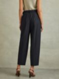 Reiss Petite Freja Belted Tailored Trousers, Navy