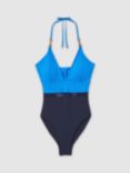 Reiss Daisy Colour Block Swimsuit, Blue/Navy