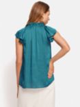 Jigsaw Satin Frill Top, Blue