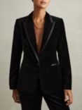 Reiss Petite Parisa Velvet Blazer, Black