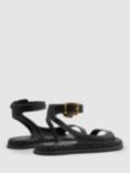 Reiss Gabi Leather Plait Detail Strappy Sandals, Black