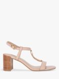 Dune Justify Leather Chain Detail Block Heeled Sandals, Blush