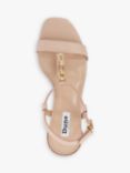 Dune Justify Leather Chain Detail Block Heeled Sandals, Blush