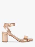 Dune Memee Metallic Block Heeled Sandals, Rose Gold