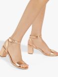 Dune Memee Metallic Block Heeled Sandals, Rose Gold