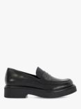 Dune Goodluck Leather Chunky Block Heel Loafers, Black