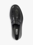 Dune Goodluck Leather Chunky Block Heel Loafers, Black