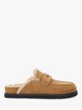 Dune Goldy Suede Shearling Lined Backless Mules, Sand