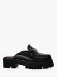 Dune Gridlock Leather Chunky Backless Loafers, Black