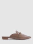 Reiss Meghan Leather Flat Mules, Taupe