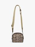 Radley Ardent Crescent Snake Effect Leather Cross Body Bag, Chalk/Multi