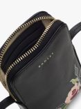 Radley Wild Roses Leather Phone Cross Body Bag, Black