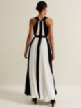 Phase Eight Taylor Monochrome Stripe Pleated Maxi Dress, Black/Ivory