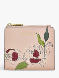 Radley Wild Roses Leather Small Zip Top Coin Purse, Prairie Pink