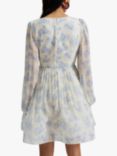Malina Estelle Mini Dress, Cream/Blue