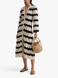 Malina Isobel Stripe Midi Dress, Black/Cream