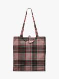 Radley Autumn Check Responsible Foldaway Shopper Bag, Racing Green/Multi