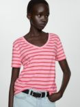 Mango Chalapi Stripe T-Shirt, Pink/Multi