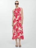Mango Julia Leaf Print Dress, Red